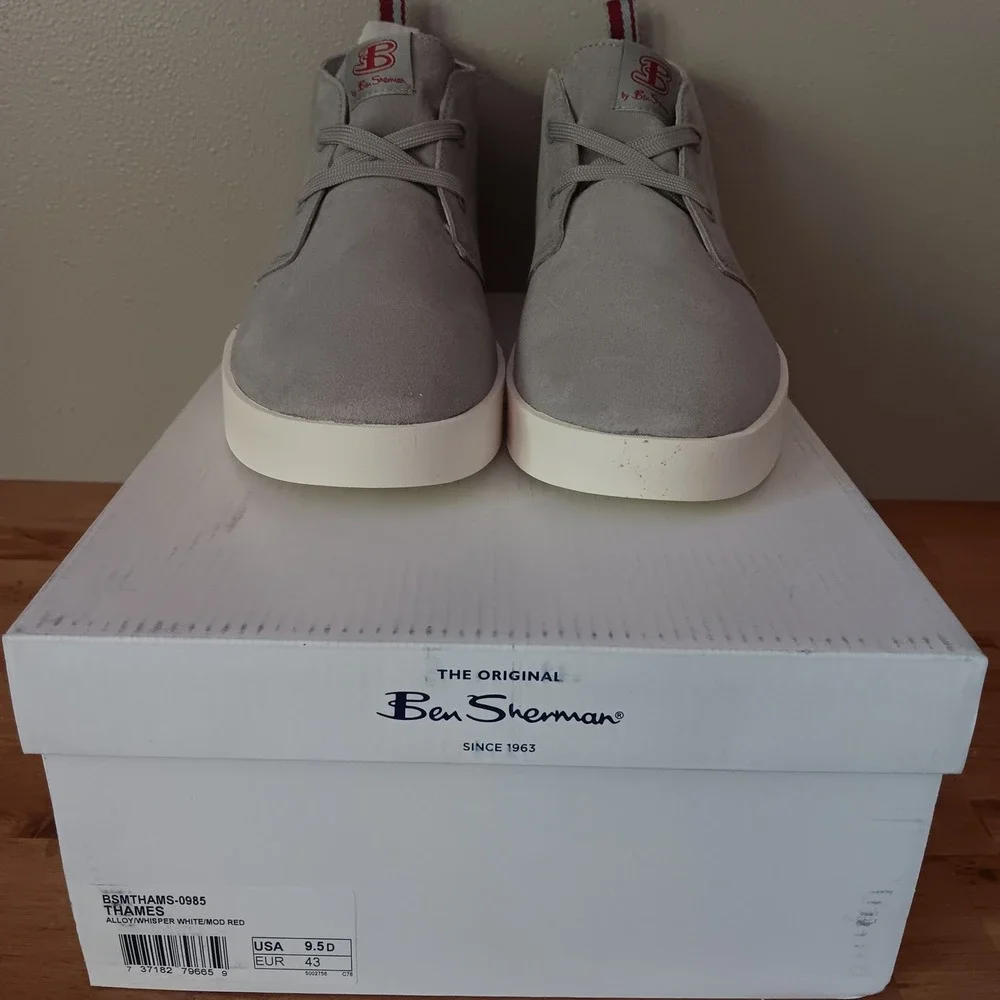 Ben Sherman Thames Chukka Boots Mens 9.5 Grey New Suede Mid Top BSMTHAMS-0985